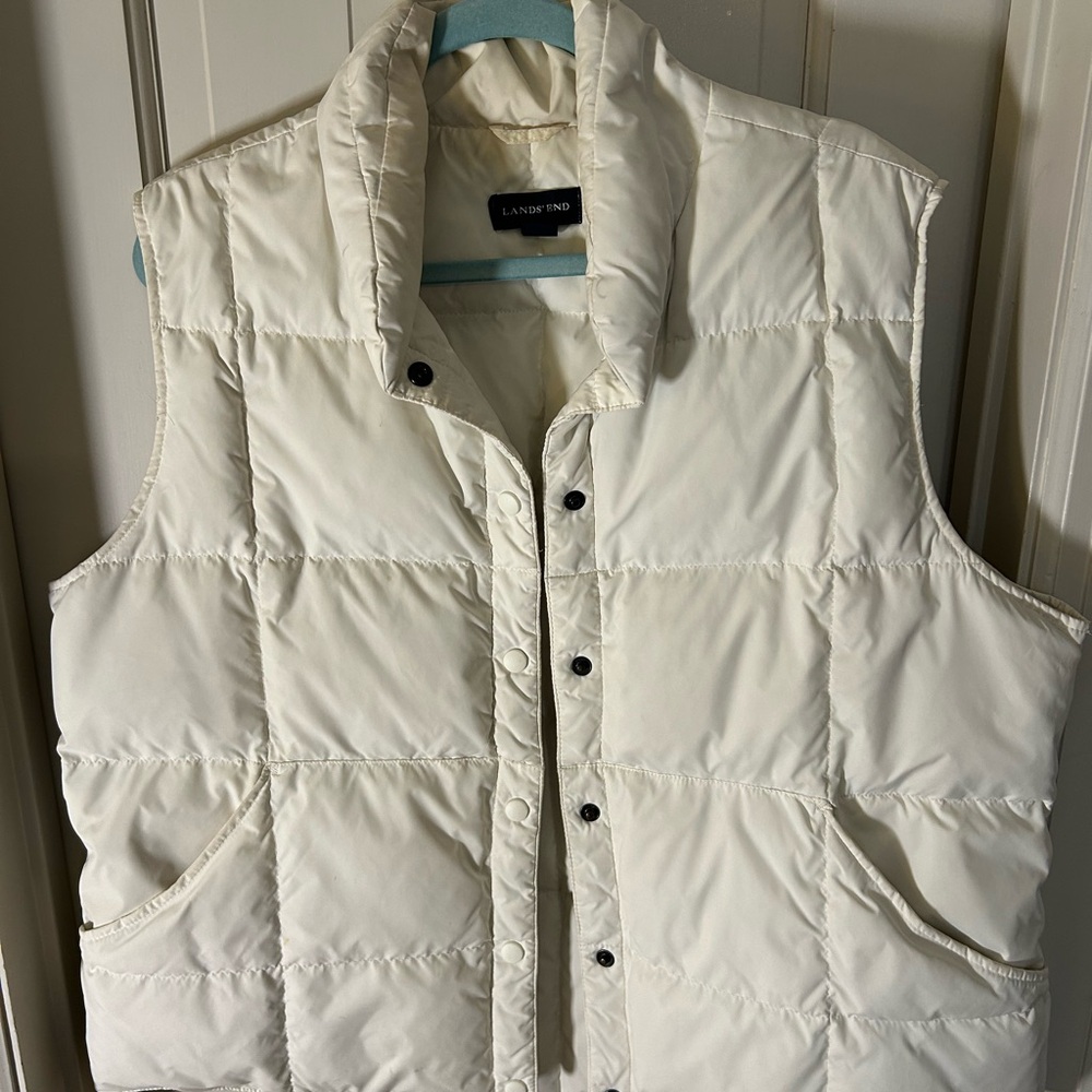 Lands' End White Puffer Vest